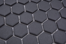 Hexagonal Hexagonal Carreau Mosaïque Céramique mini noir R10B Receveur de douche Carreau de sol Mosaïque Antidérapant Salle de bain WC - MOS11H-0003-R10