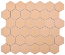 Hexagonal hexagonal carreaux de mosaïque céramique ocre orange R10B receveur de douche carreaux de sol mosaïque mur antidérapant salle de bain - MOS11H-0808-R10