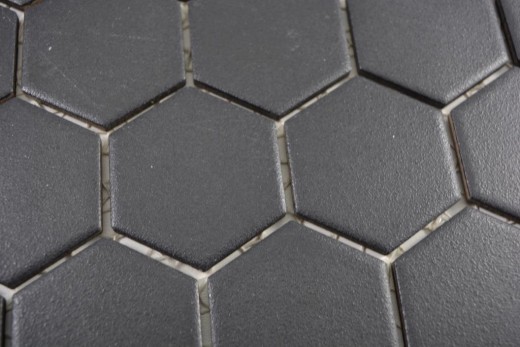 Hexagonal Hexagonal Carreau Mosaïque Céramique Noir R10B Receveur de douche Carreau de sol Mosaïque Antidérapant Salle de bains Cuisine - MOS11H-0303-R10