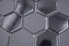 Hexagonal Hexagonal Carreau Mosaïque Céramique noir brillant R10B receveur de douche Carreau de sol Mosaïque antidérapant mur cuisine - MOS11H-0311-R10
