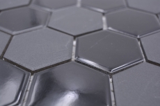Hexagonal Hexagonal Carreau Mosaïque Céramique noir brillant R10B receveur de douche Carreau de sol Mosaïque antidérapant mur cuisine - MOS11H-0311-R10
