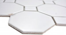 Motif manuel Mosaïque céramique Octa blanc mat avec blanc brillant Carreau de mosaïque murale Miroir de carrelage cuisine salle de bain MOS13-Octa0111_m