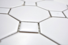 Motif manuel Mosaïque céramique Octa blanc mat avec blanc brillant Carreau de mosaïque murale Miroir de carrelage cuisine salle de bain MOS13-Octa0111_m