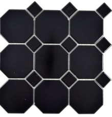 Motif manuel Mosaïque céramique Octa noir mat avec noir brillant Carreau de mosaïque murale Miroir de carrelage cuisine salle de bain MOS13-Octa0311_m