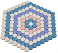 Mosaïque de verre Hexagon DECOR bleu rose blanc mat Fiesenspiegel mur cuisine salle de bain