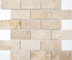 Carreau de mosaïque travertin pierre naturelle beige Brick Inula Chiaro Antique Travertin MOS43-1202_f
