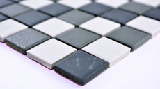 Échantillon manuel Carreau de mosaïque Céramique noir blanc anthracite mat Receveur de douche MOS18-2213-R10_m
