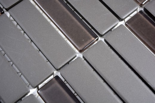 Bâtonnets Mosaïque Céramique gris brun non émaillé antidérapant verre mix receveur de douche carrelage de sol salle de bain - MOS24-1313-R10