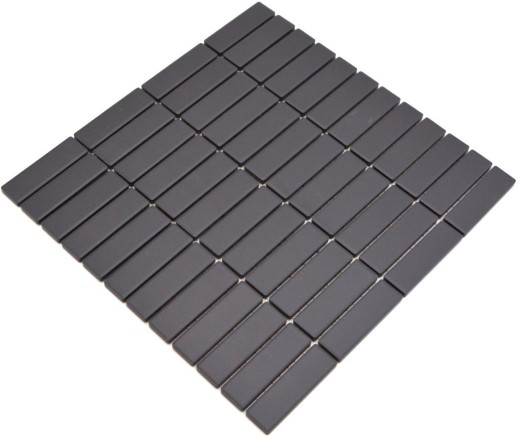 Bâtonnets Mosaïque Céramique noir anthracite non émaillé antidérapant receveur de douche carreau de sol carreau de bain mur - MOS24B-0310-R10