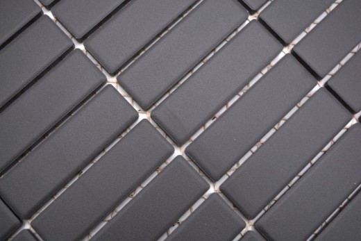 Bâtonnets Mosaïque Céramique noir anthracite non émaillé antidérapant receveur de douche carreau de sol carreau de bain mur - MOS24B-0310-R10