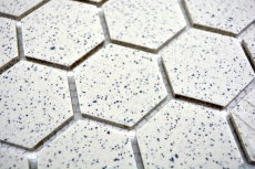 Motif manuel Carreau de mosaïque Céramique blanc crème Hexagaon moucheté non émaillé MOS11G-0103-R10_m