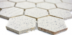 Motif manuel Carreau de mosaïque Céramique blanc crème Hexagaon moucheté non émaillé MOS11G-0103-R10_m