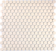 Mosaïque bouton LOOP mosaïque ronde beige clair mat non-émaillé antidérapant mur cuisine douche SALLE DE BAINS - MOS10-1202-R10
