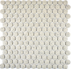 Mosaïque bouton LOOP mosaïque ronde bac à douche sol blanc crème spots non émaillé antidérapant mur cuisine - MOS10-0103-R10