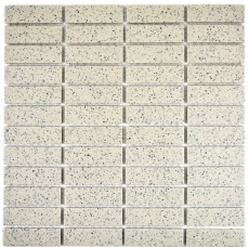 Carreau mosaïque céramique blanc crème baguettes mouchetées non émaillé MOS24-0103-R10_f