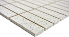 Carreau mosaïque céramique blanc crème baguettes mouchetées non émaillé MOS24-0103-R10_f