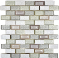 Carreau de mosaïque Céramique translucide blanc Brick Mosaïque de verre Crystal Céramique arctique blanc MOS83IC-0211_f