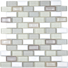 Mosaïque de verre Tapis de mosaïque Bordures de mosaïque Céramique blanc ancien beige - MOS83IC-0121