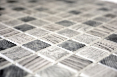 Mosaïque de verre Revêtement mural durable Structure bois recyclé gris clair Carrelage MOS63-312