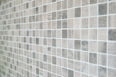 Mosaïque de verre Revêtement mural durable Recyclage Structure bois gris beige Carrelage MOS63-324