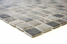 Mosaïque de verre Revêtement mural durable Recyclage Structure bois gris beige Carrelage MOS63-324