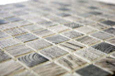 Mosaïque de verre Revêtement mural durable Recyclage Structure bois gris beige Carrelage MOS63-324