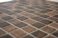 Mosaïque de verre Revêtement mural durable Structure bois recyclé brun brun foncé Carrelage MOS63-410