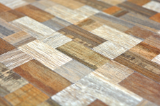Carreaux de mosaïque fond de cuisine autocollant aluminium gris beige combinaison métal aspect bois MOS200-2322_f