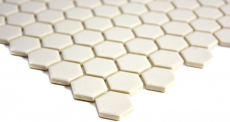Carreau de mosaïque céramique blanc Hexagon beige clair non émaillé MOS11A-1202-R10_f