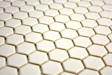 Carreau de mosaïque céramique blanc Hexagon beige clair non émaillé MOS11A-1202-R10_f