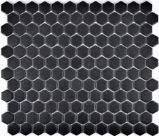 Carreau de mosaïque céramique Hexagon noir non émaillé MOS11A-0304-R10_f