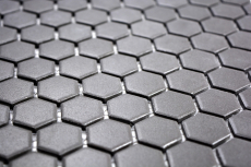 Carreau de mosaïque céramique Hexagon noir non émaillé MOS11A-0304-R10_f