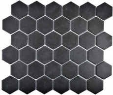 Carreau de mosaïque céramique Hexagon noir non émaillé MOS11B-0304-R10_f