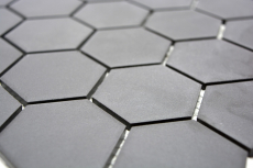 Carreau de mosaïque céramique Hexagon noir non émaillé MOS11B-0304-R10_f
