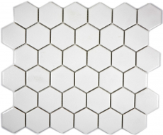 Hexagonal Hexagonal Carreau Mosaïque Céramique blanc non émaillé antidérapant Carreau de sol Carreau de piscine Bac à douche - MOS11B-0102-R10