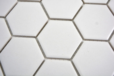 Hexagonal Hexagonal Carreau Mosaïque Céramique blanc non émaillé antidérapant Carreau de sol Carreau de piscine Bac à douche - MOS11B-0102-R10