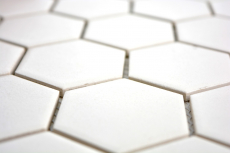 Hexagonal Hexagonal Carreau Mosaïque Céramique blanc non émaillé antidérapant Carreau de sol Carreau de piscine Bac à douche - MOS11B-0102-R10