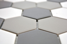 Hexagonal Hexagonal Mosaïque Carreau Céramique blanc gris noir non émaillé antidérapant Carreau salle de bain - MOS11B-0123-R10