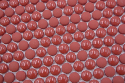 Mosaïque de verre Mosaïque de boutons rouge brillant mat Sol de douche Paroi de bain Revêtement de baignoire