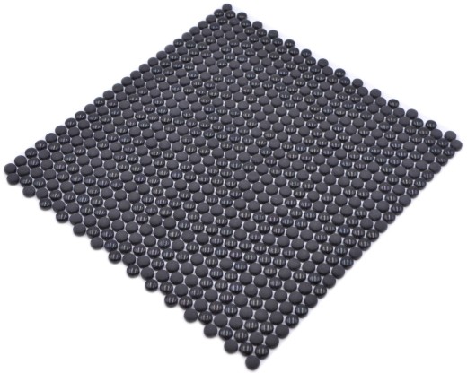 Mosaïque de verre Mosaïque de boutons noir brillant mat Sol de douche Paroi de bain Revêtement de baignoire