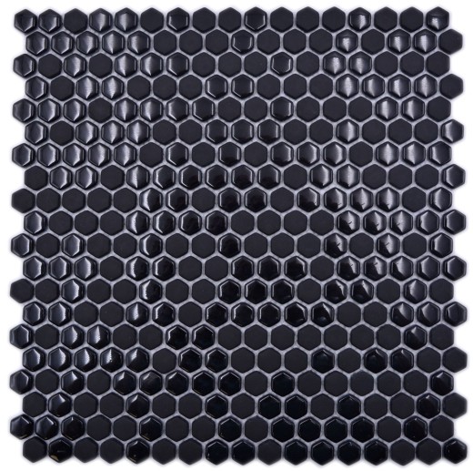 Mosaïque de verre Hexagonal Mosaïque hexagonale noire brillante mate Carreau de mosaïque murale Carrelage cuisine salle de bain