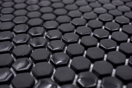 Mosaïque de verre Hexagonal Mosaïque hexagonale noire brillante mate Carreau de mosaïque murale Carrelage cuisine salle de bain
