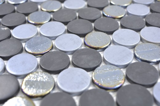 Mosaïque bouton Loop mosaïque ronde bleue anthracite mosaïque murale carrelage cuisine salle de bain MOS129-R05