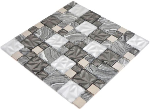 Mosaïque de verre Carreaux de mosaïque acier gris anthracite noir mur carrelage cuisine salle de bain