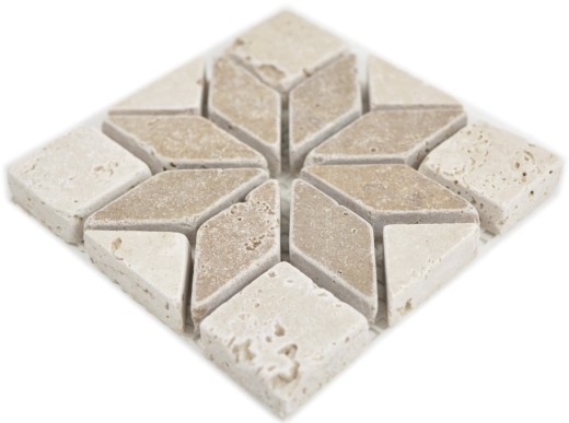 Mini plaquette pierre naturelle décor travertin beige ivoire noyer mur cuisine salle de bain WC sauna sol - MOSDEKO25