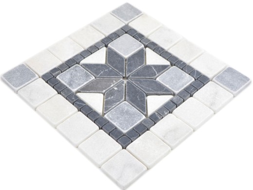 Pierre naturelle à incruster Décor blanc marbré gris clair anthracite Travertin Sol Mur Cuisine Carrelage Salle de bains WC - MOSDEKO58