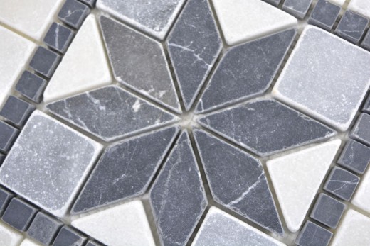 Pierre naturelle à incruster Décor blanc marbré gris clair anthracite Travertin Sol Mur Cuisine Carrelage Salle de bains WC - MOSDEKO58