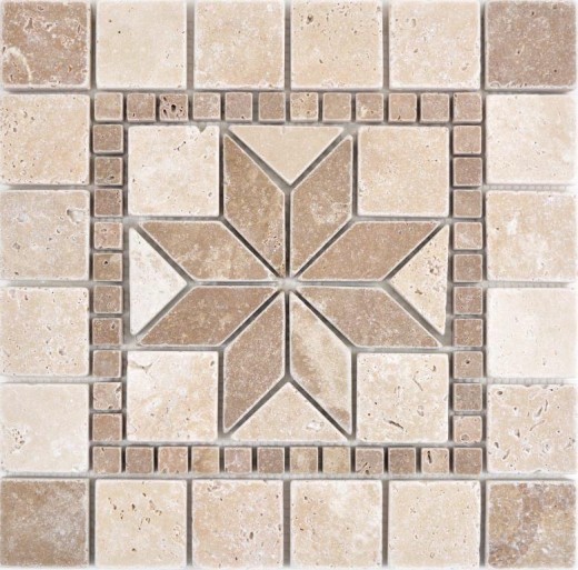 Pierre naturelle à incruster Décor beige crème noyer brun Travertin Carreau mosaïque mur sol cuisine salle de bain WC sauna - MOSDEKO69