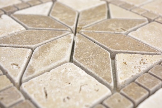 Pierre naturelle à incruster Décor beige crème noyer brun Travertin Carreau mosaïque mur sol cuisine salle de bain WC sauna - MOSDEKO69