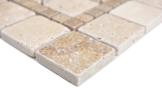 Pierre naturelle à incruster Décor beige crème noyer brun Travertin Carreau mosaïque mur sol cuisine salle de bain WC sauna - MOSDEKO69